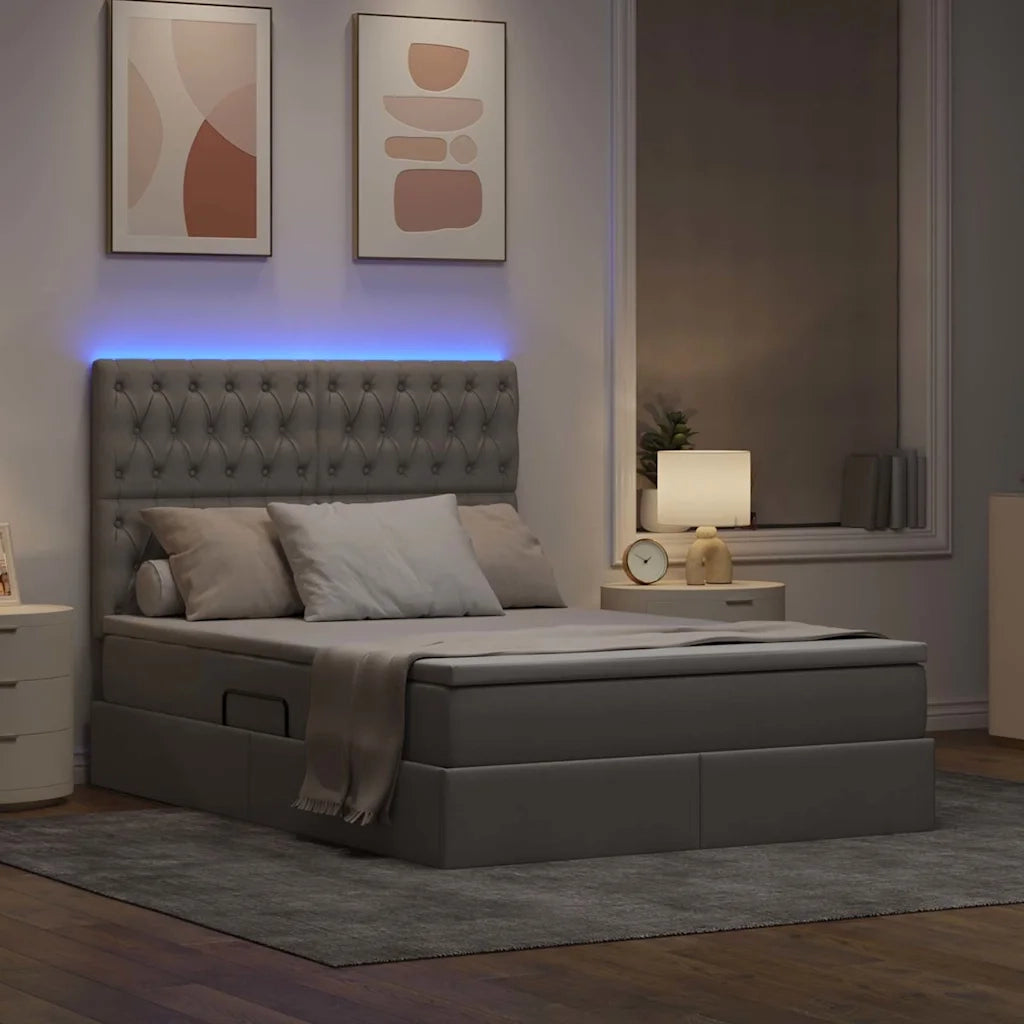 Letto con contenitore LED e materasso Tortora 140 x 200 cm