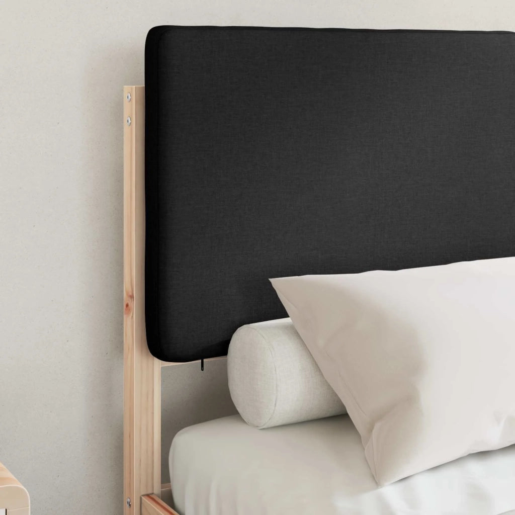 Letto con Testiera Rivestita Nero 120 x 200 cm Pino massello 877911