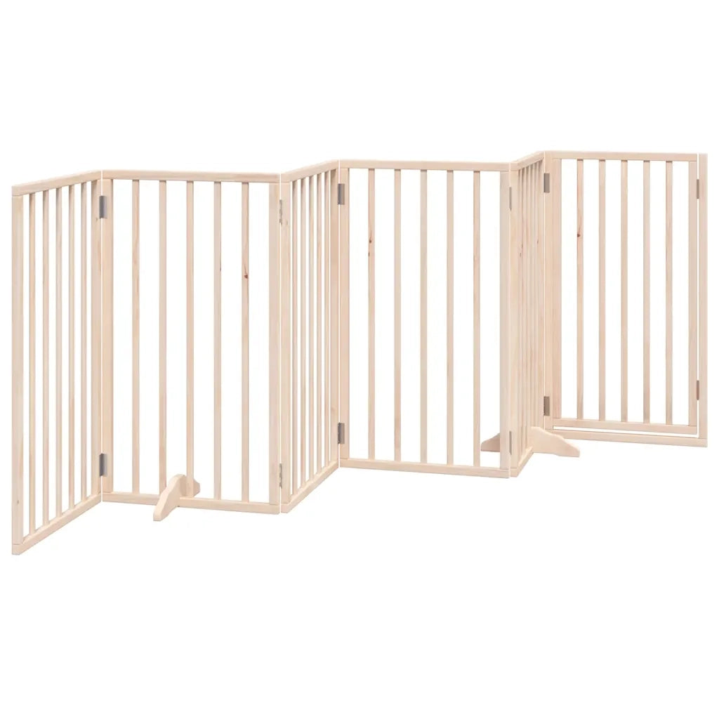 Cancelletto per cani con porta pieghevole 6 pannelli 300 cm in legno di pioppo 352175