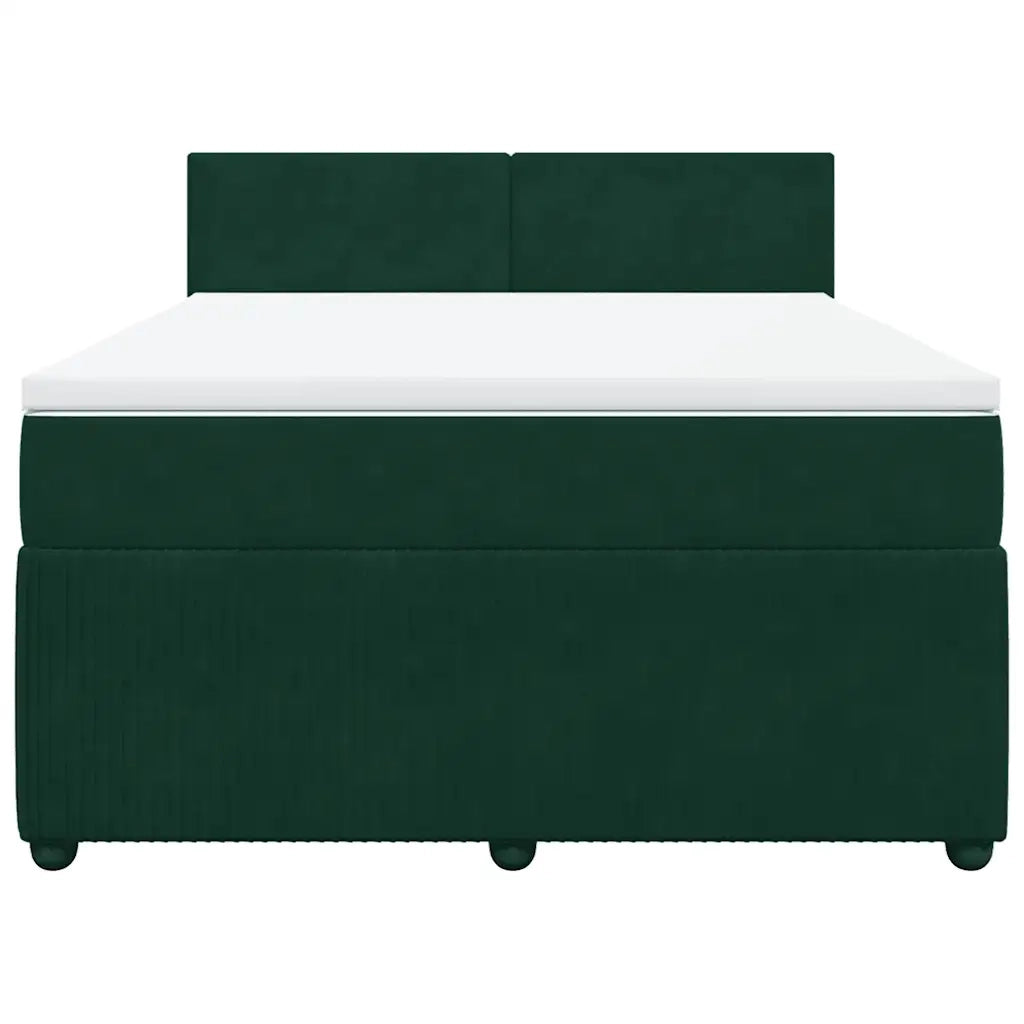 Giroletto a Molle con Materasso Verde Scuro 140x190 cm Velluto 3290031