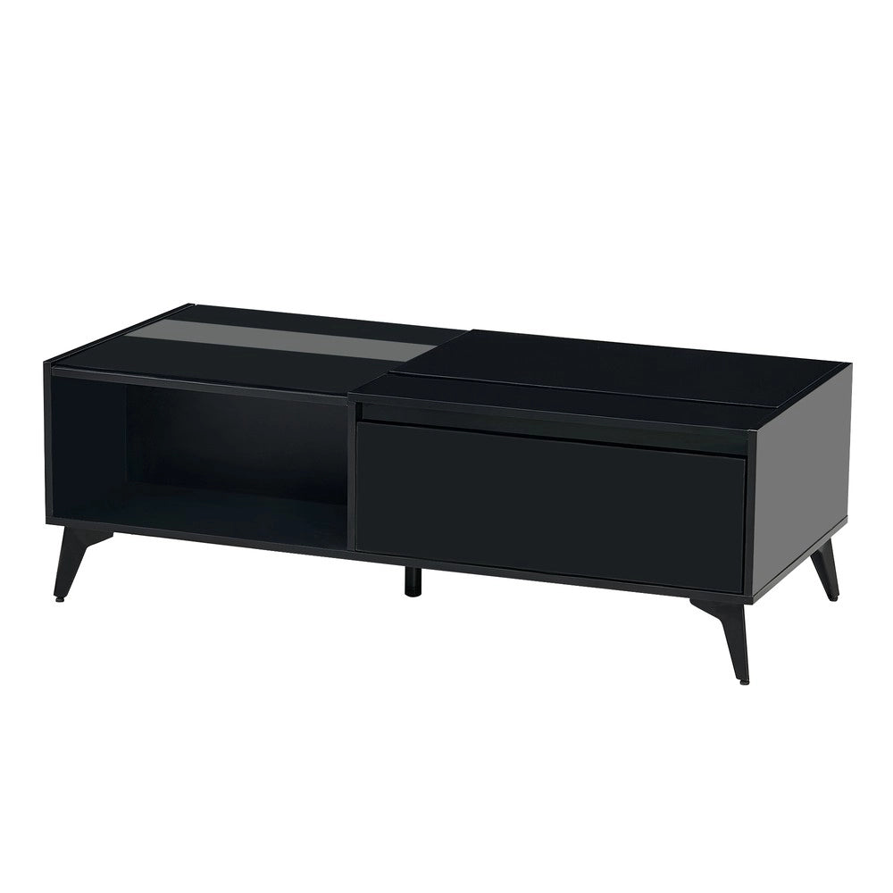 Tavolino da Caff¨¨ Multifunzionale ¨C MINIMAL ¨C Nero Lucido, Altezza Regolabile, 110x50x48 cm