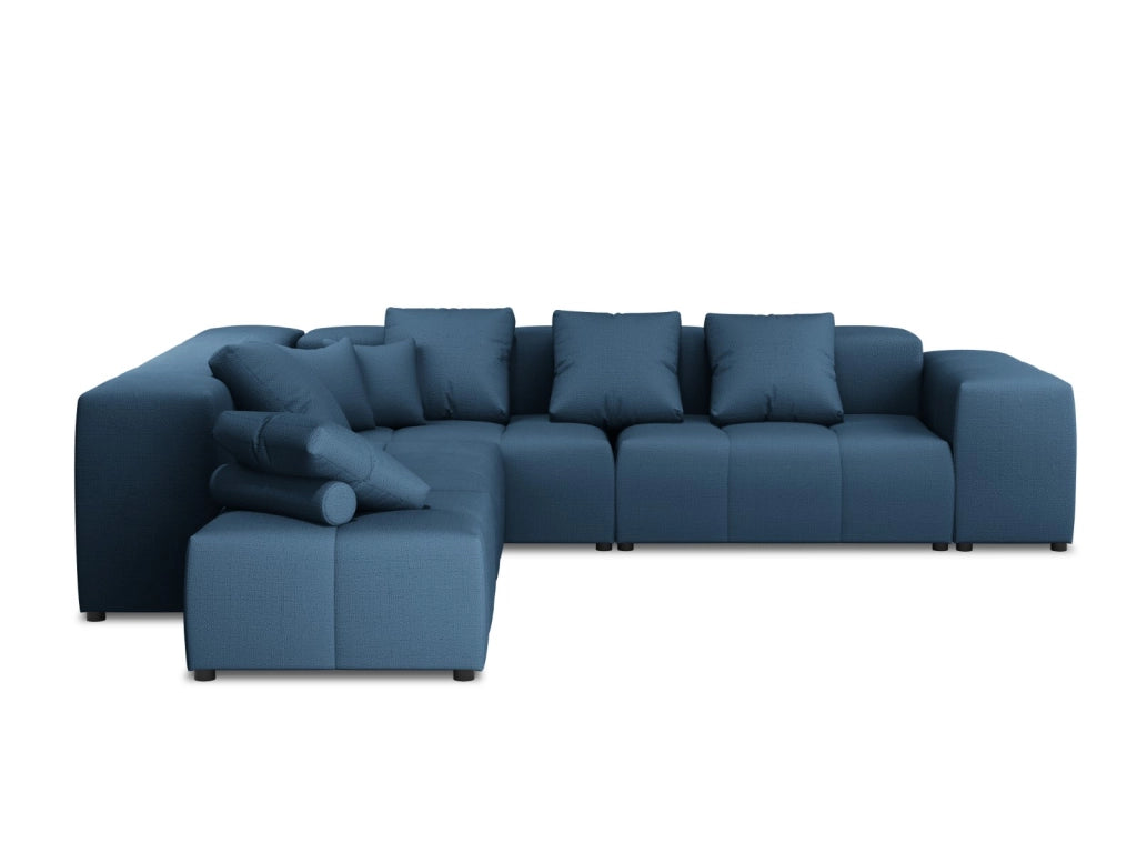Cosmopolitan Design - Divano angolare modulare reversibile "Rome" 7 posti in tessuto strutturato blu scuro 