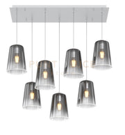 SOSPENSIONE BIANCO RETTANGOLARE 7 LUCI CROMO 1164BI-S7 R-CR