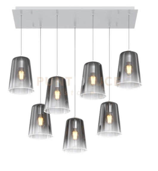 SOSPENSIONE BIANCO RETTANGOLARE 7 LUCI CROMO 1164BI-S7 R-CR
