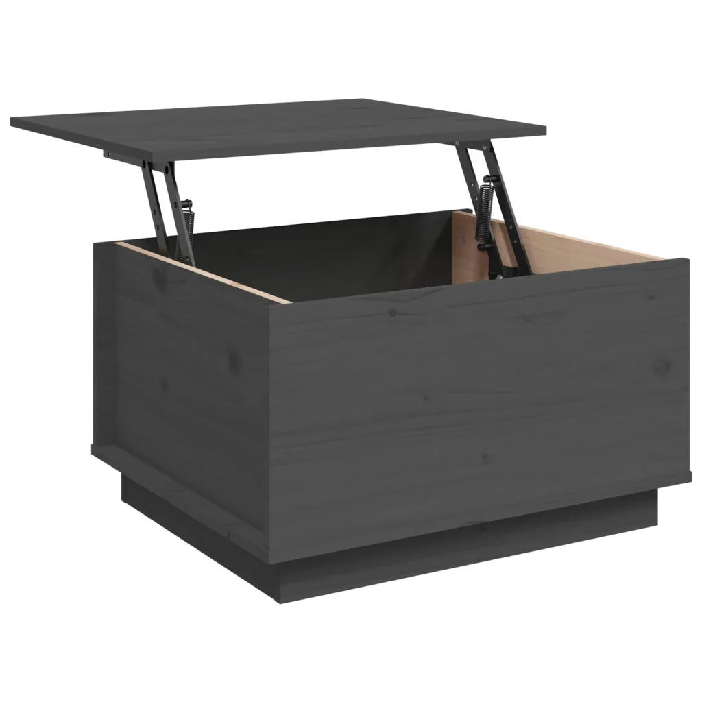 Tavolino da Salotto Grigio 60x50x35 cm Legno Massello di Pino 813417