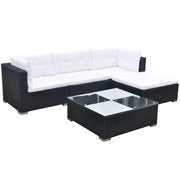 Set di mobili da giardino mobili da esterno 5 pezzi con cuscini resina intrecciata nera 02_0016495
