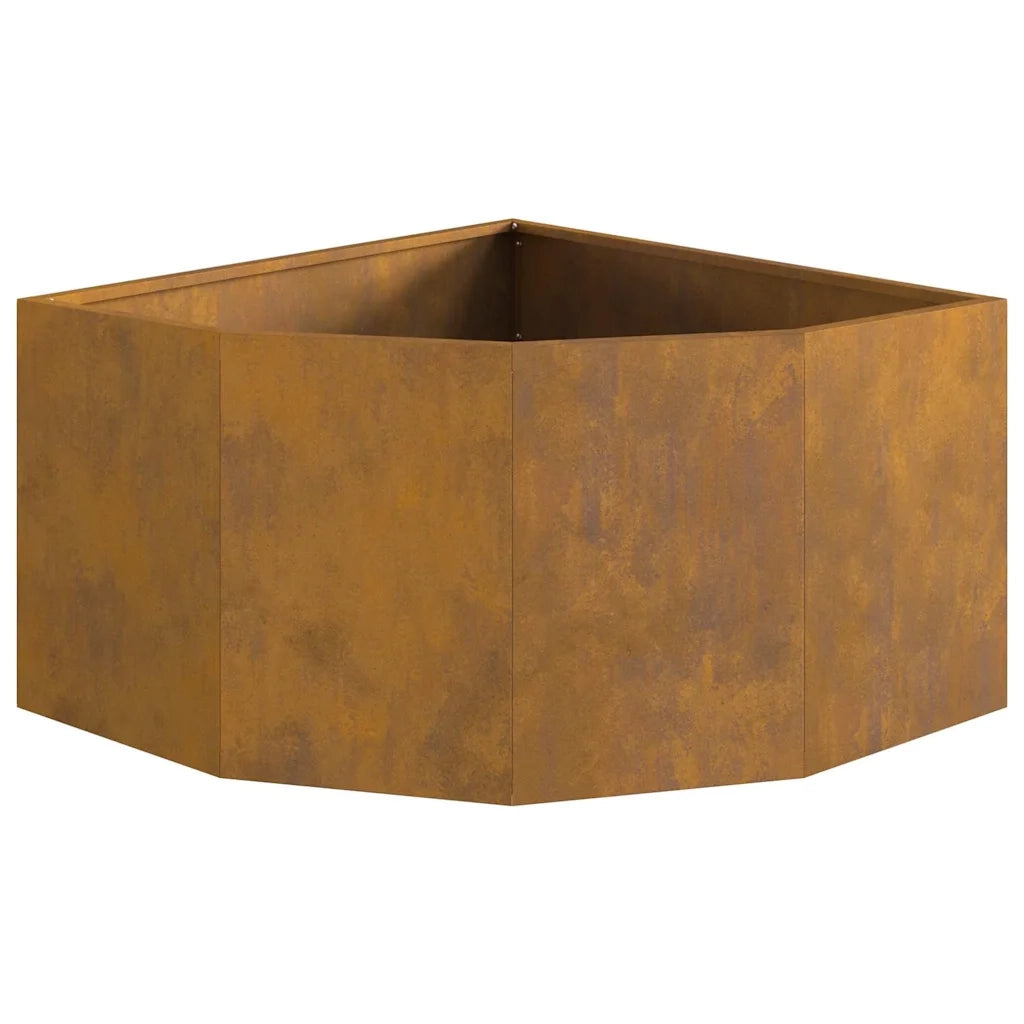 Vaso d'angolo-Fioriera-Contenitore per Piante Ruggine 60 x 60 x 35 cm acciaio corten