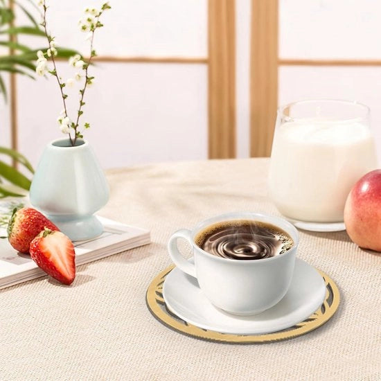 Supporti per fiori - Set da 10, rotondi, in legno, assorbenti e antiscivolo - adatti per caffetteria, arredamento e riutilizzabili.