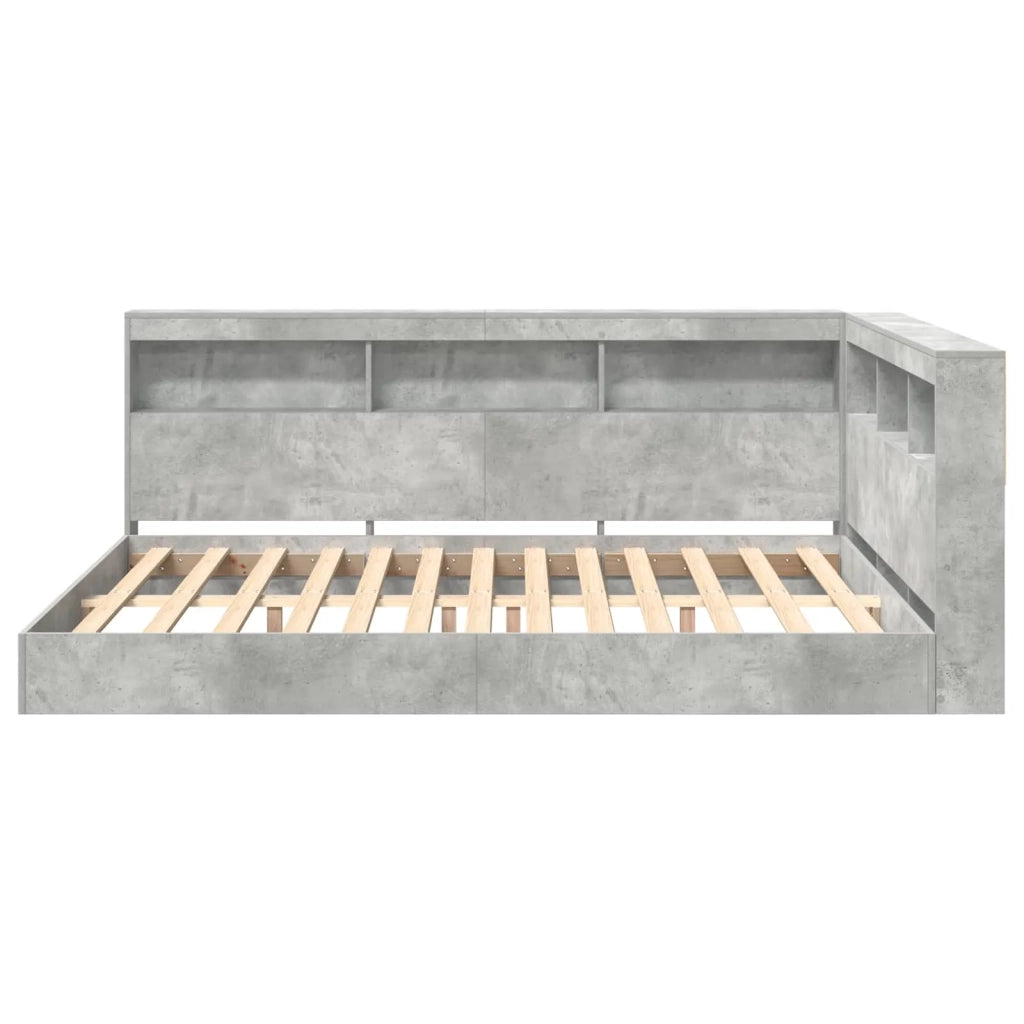 Letto Libreria Grigio cemento 160 x 200 cm Legno multistrato 3335741