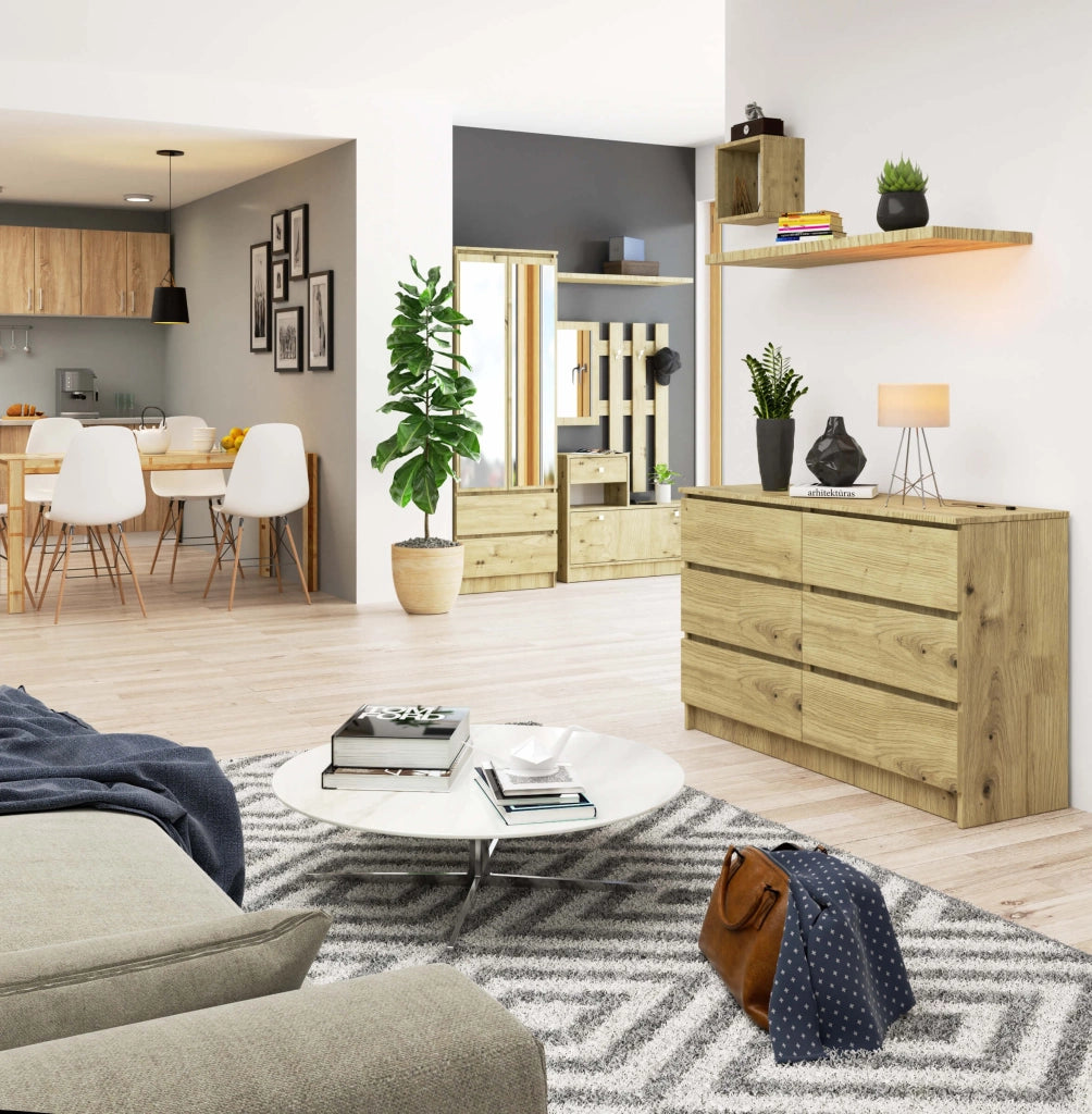 Cassettiera AKORD K120 Quercia Artisan 120 cm 6 cassetti 120x40x77 cm