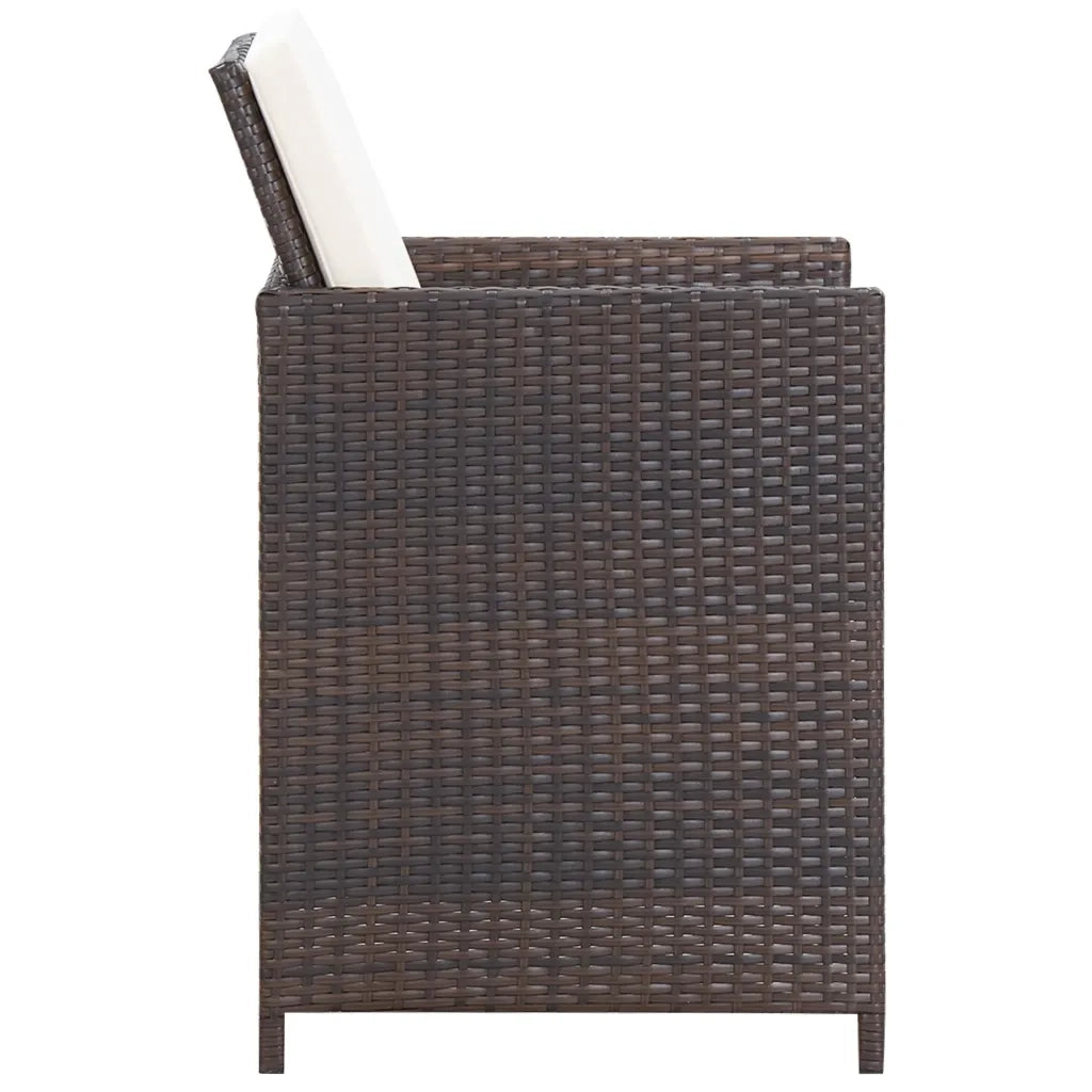 Set da Pranzo da Giardino 13 pz con Cuscini Polyrattan Marrone cod mxl 38889