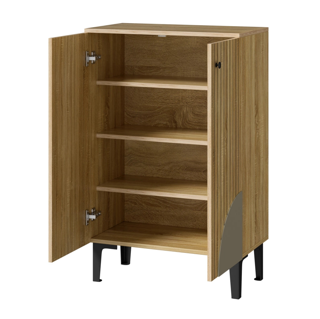 Scarpiere moderna in MDF e truciolare con ante; 60 x 32 x 94 cm; colore naturale