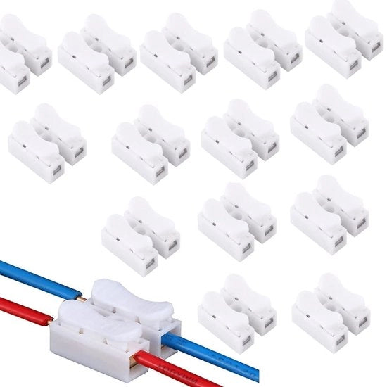 Connettori di Cavo LED senza Saldatura - 100 pezzi 2P CH-2 Terminali di Corona - Connettori di Cavo di Connettività Rapida - Connettori di Cavo LED - Strisce di Luce LED senza Saldatura