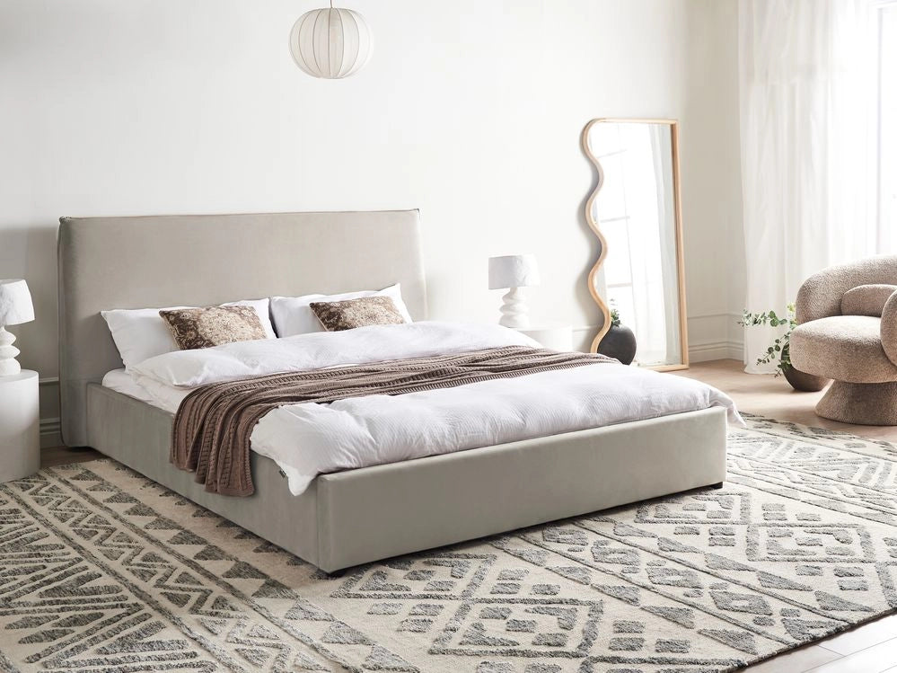 Letto matrimoniale ad acqua in velluto tortora 160 x 200 cm classico minimalista