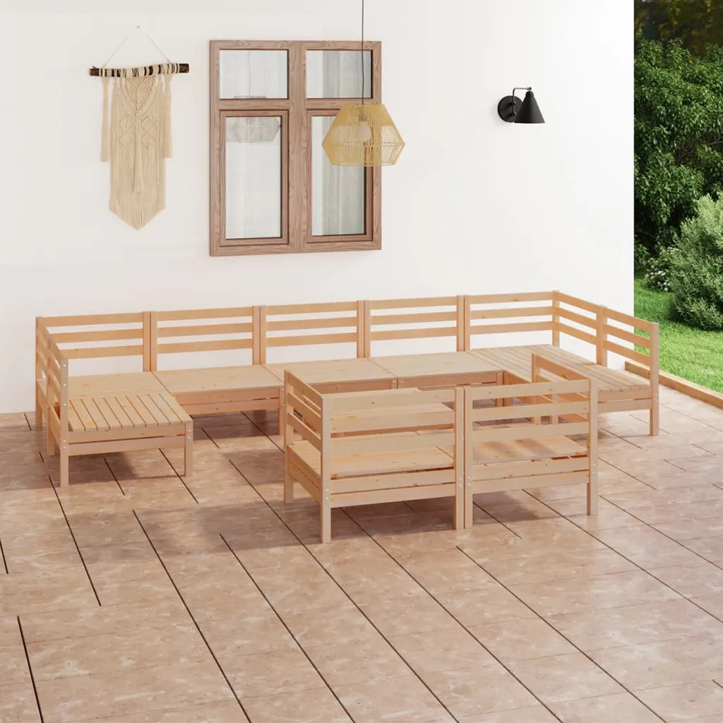 Set Salotto da Giardino 10 pz in Legno Massello di Pino 3083479