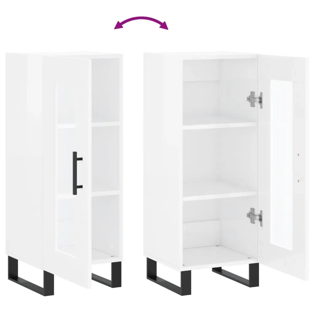 Credenza Bianco Lucido 34,5x34x90 cm in Legno Multistrato 828822