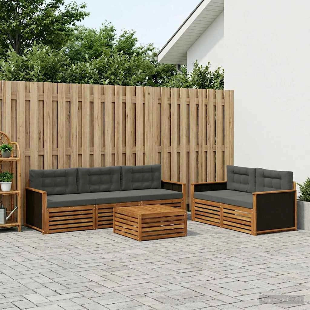 Set di divani da esterno 6 pz Naturale e Antracite 3383015