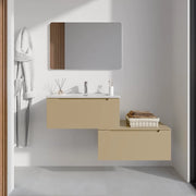 Mobile bagno sospeso modulare 70 cm sabbia opaco due cassetti con lavabo | Bako