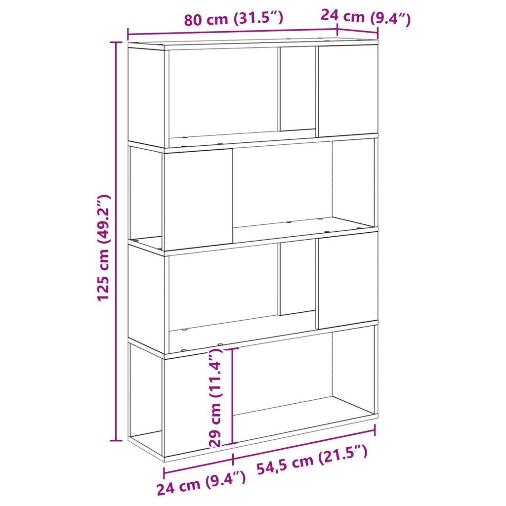 Libreria Rovere artigianale Legno ingegnerizzato 80 x 24 x 124 cm