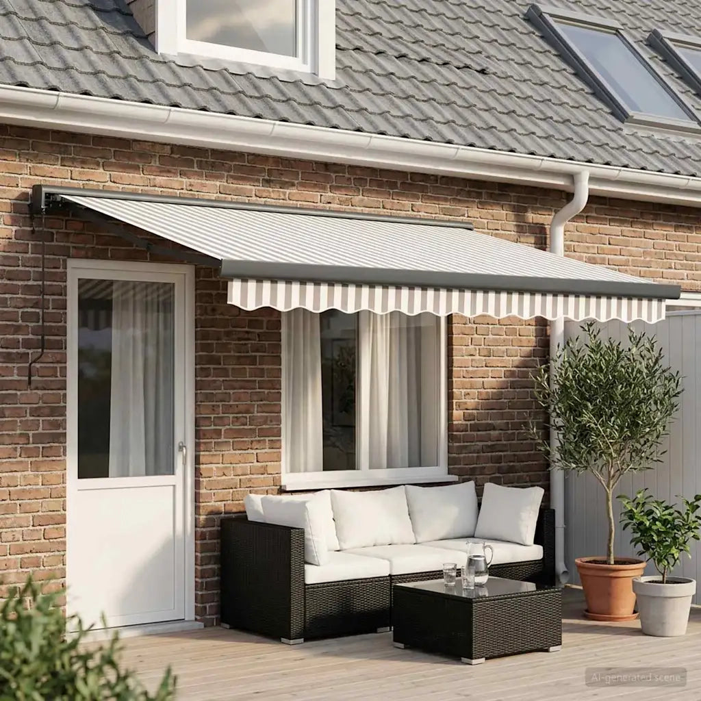 Tenda retrattile Grigio chiaro e bianco 450 × 300 cm 3426234