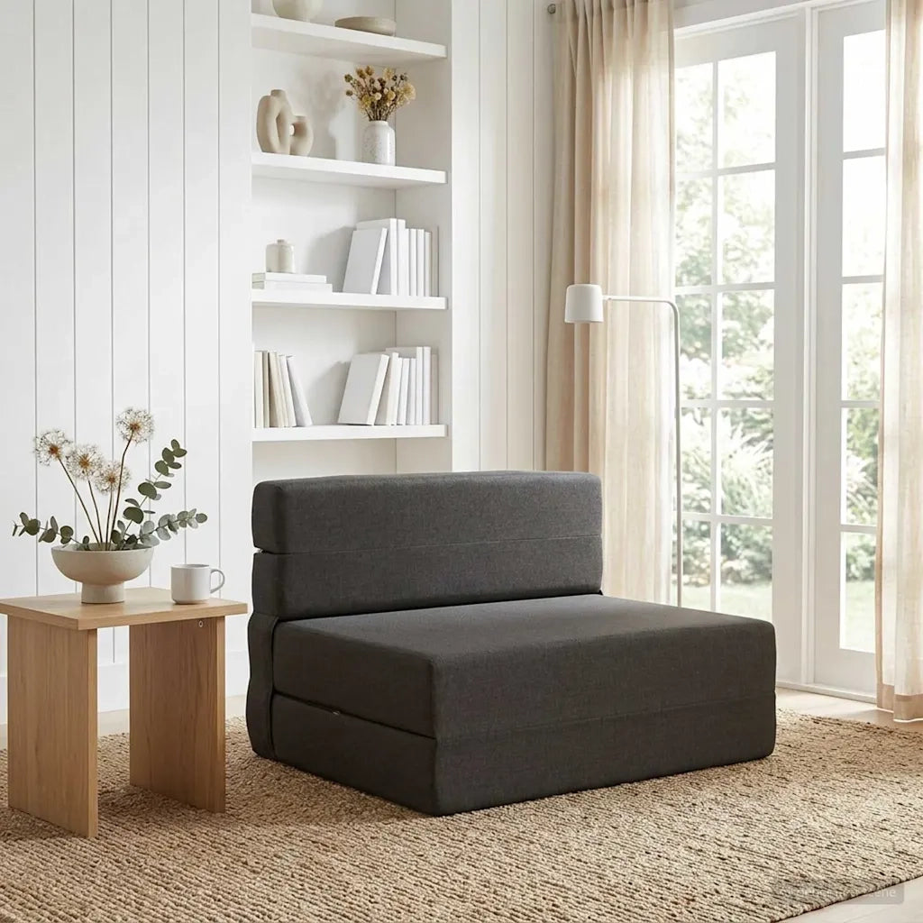Divano Letto Pieghevole Grigio Scuro 70 x 72 x 60 cm Tessuto
