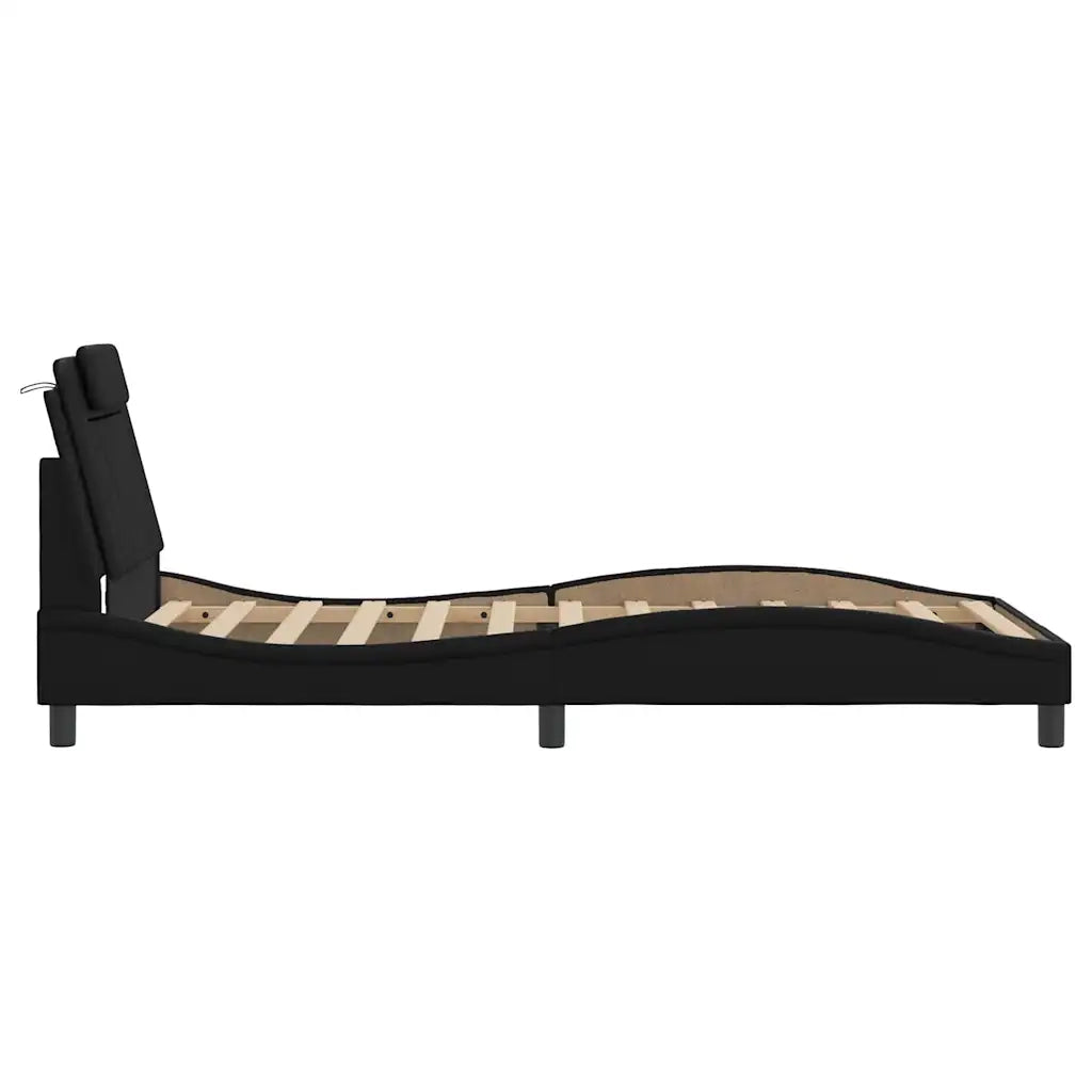Giroletto Viana con LED senza Materasso-Struttura Letto Nero 100x200 cm