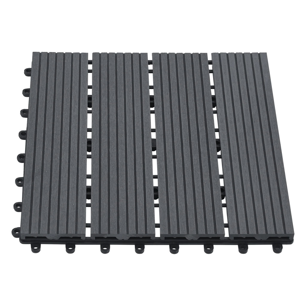 Set di 11 piastrelle da giardino in legno composito 1 m² 30 x 30 x 2,2 cm grigio scuro 03_0006874