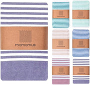 Fouta XXL per il Mare - con Frange, Strisce e Leggero - Grande Coperta da Spiaggia, Asciugamano da Spiaggia e Tenda da Campeggio Opportuna - Blu, 210x240 cm