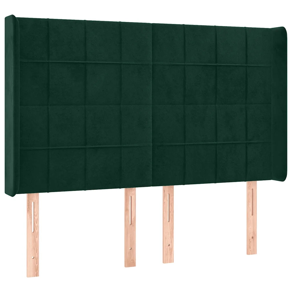 Testiera ad Orecchio Verde Scuro 147x23x118/128cm in Velluto 3119631
