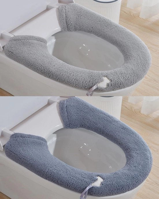 Bracciale per WC - Copertura calda per sedili WC stile a bottone (grigio scuro + grigio chiaro)