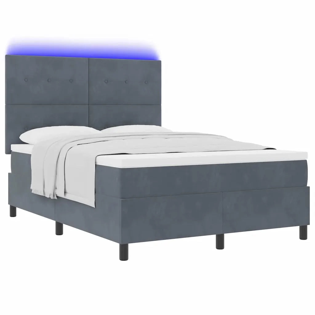Letto a Sorgente LED Grigio scuro 140 x 200 cm Velluto 3343317
