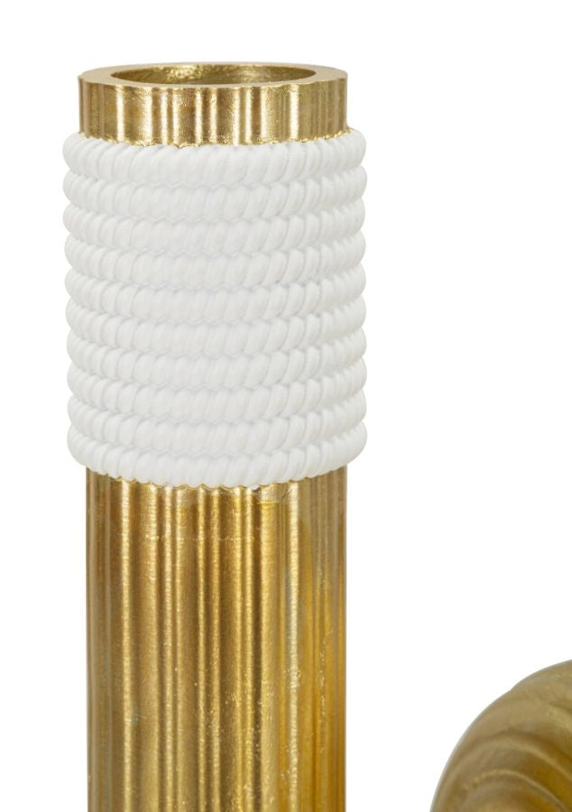 Vaso Bann Big 14,5x13x25 cm in Resina Oro e Bianco