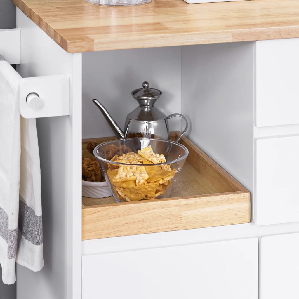 Carrello cucina con 2 cassetti e 2 ante Carrello multiuso Bianco 72x40x84cm FKW123-WN