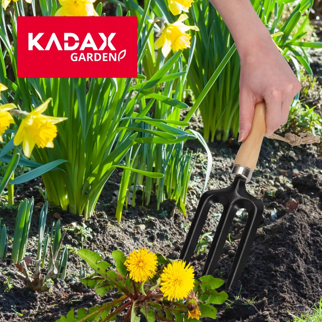 Forca da rastrello KADAX per piantare, trapiantare, diserbare, piante da giardino, a 3 denti