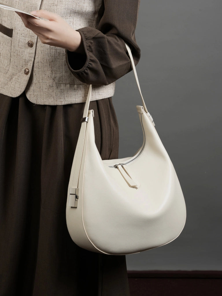 Borsa a mano da donna in vera pelle, colore bianco.