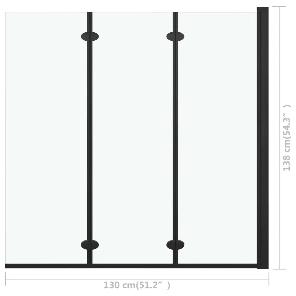 Box Doccia Pieghevole a Libro 3 Pannelli in ESG 130x138 cm Nero CFW5446418
