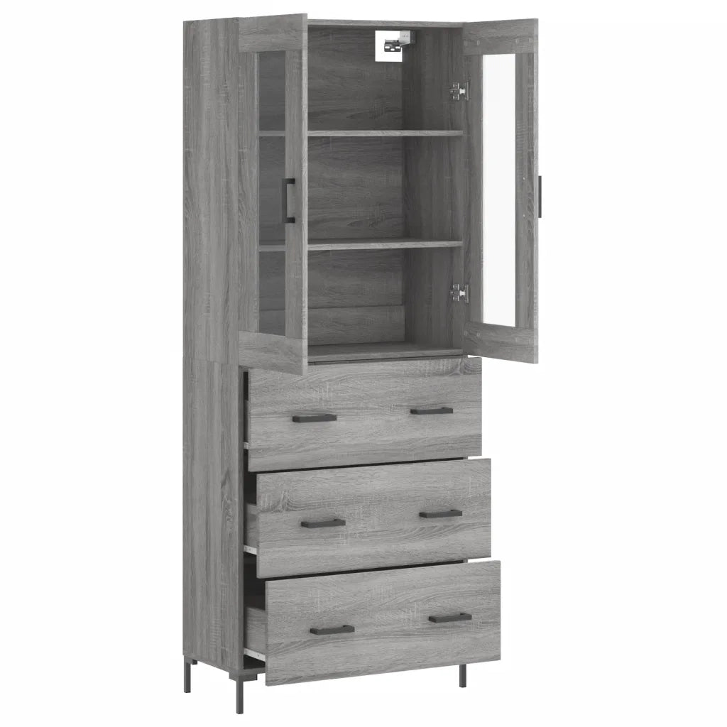 Credenza Grigio Sonoma 69,5x34x180 cm in Legno Multistrato 3198407