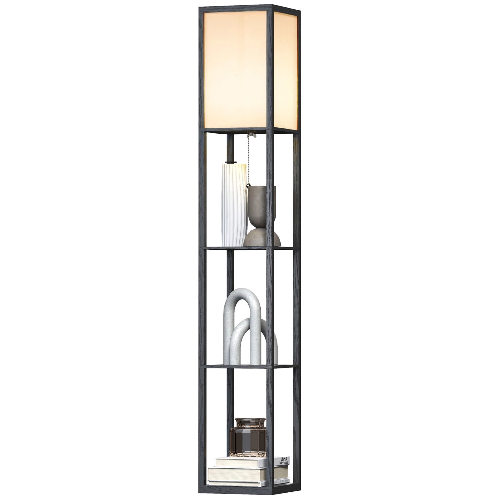 Lampada da terra con scaffali ¨C zephmum ¨C legno 26x26x160 cm