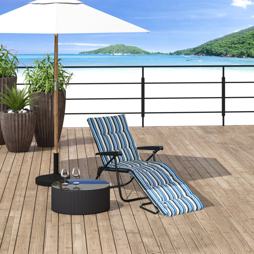 Lettino da sole pieghevole inclinabile 6 posizioni ¨C zephmum ¨C con materasso accoudoirs acciaio polyester multicolore