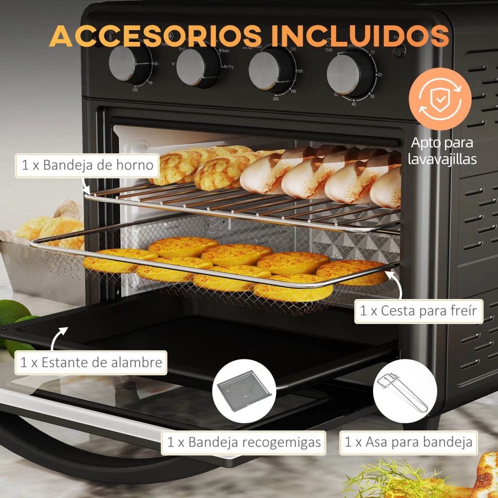 Tavolino per forno elettrico da 30L 1600W ¨C Zephmum ¨C Nero 43x39x39 cm