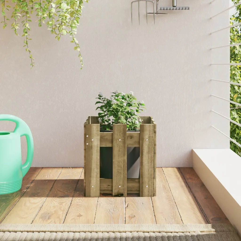 Fioriera | Cassetta per fiori | Vaso Giardino a Recinzione 30x30x30Pino Massello Impregnato