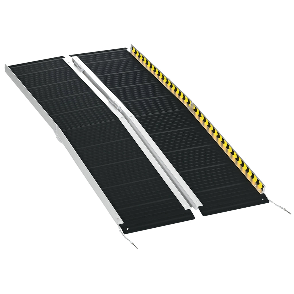 Rampa per Sedia a Rotelle Pieghevole e Antiscivolo in Alluminio, 152x73cm, Capacit¨¤ 272kg