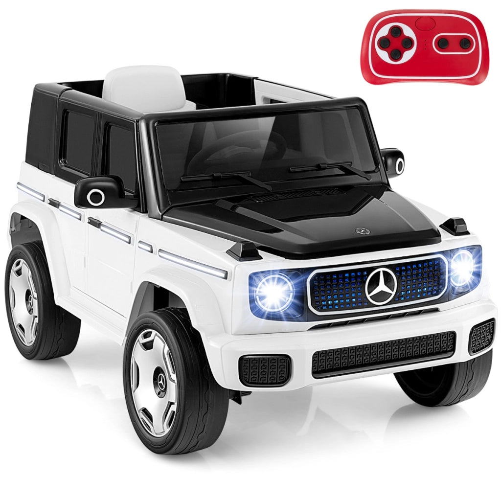 Auto cavalcabile per bambini con telecomando batteria removibile luci a LED e musica, Veicolo elettrico 4WD da 12V 9AH Bianco-Macchinine giocattoli