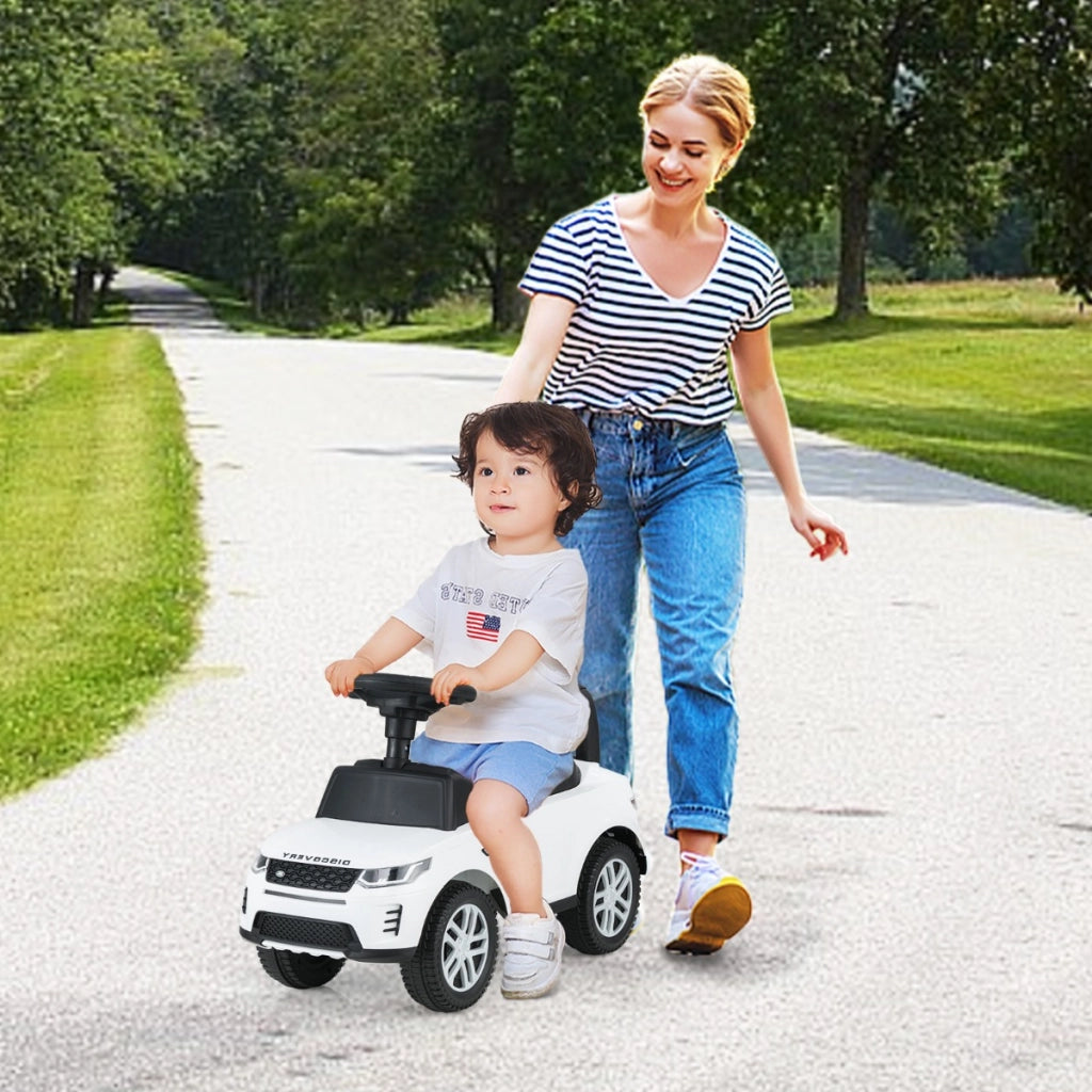 Macchina a spinta per bambini giocattolo a pedale per bambini con clacson-Suoni del motore e spazio di archiviazione sotto sedile Bianco