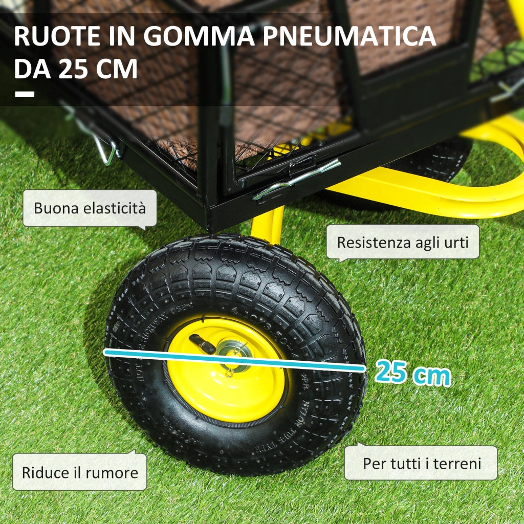 Carrello da Giardino in Acciaio ¨C zephmum ¨C Nero e Giallo 104x54x51 cm