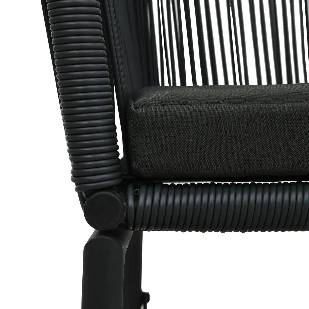 Sedie da Giardino 2 pz Nere in Rattan PE 48135