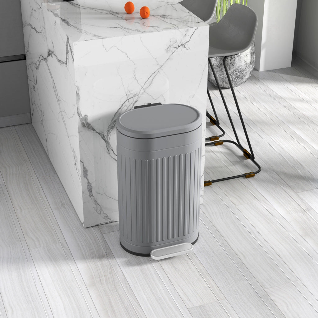 Cestino Pedale 30L con Coperchio e Inseritore ¨C Zephmum ¨C Grigio 36,5x31,2x60,8 cm