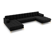 Cosmopolitan Design - Divano panoramico "Bali" 7 posti in velluto nero 
