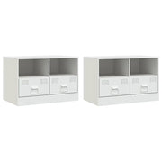 Mobili TV 2 pz | Armadietto TV | Mobile Porta TV Bianchi 67x39x44 cm in Acciaio