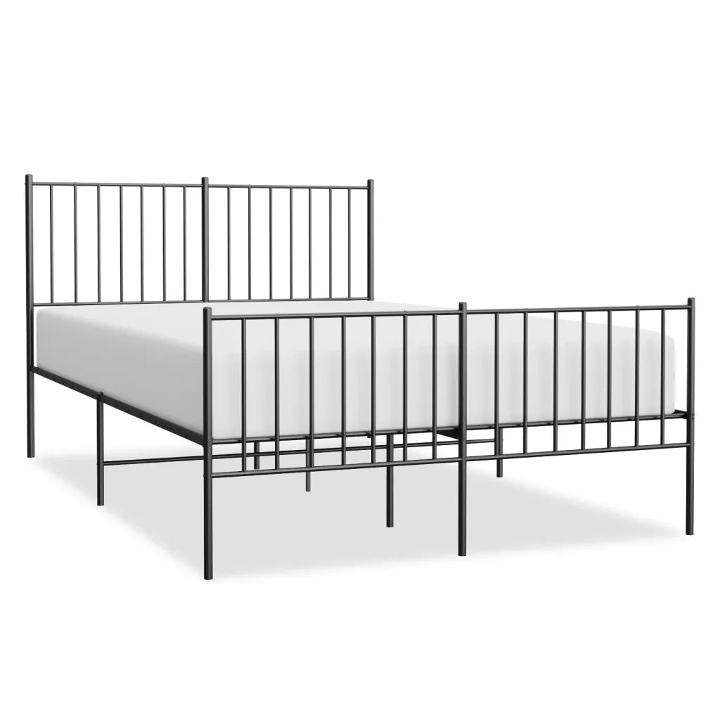 Giroletto con Testiera e Pediera-Struttura Letto Metallo Nero 120x190 cm 230296